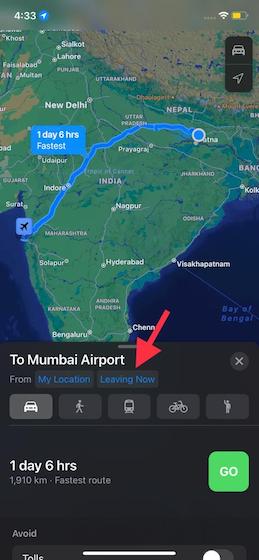 How to Set Leaving and Arrival Times for Driving Directions in Apple Maps - 7