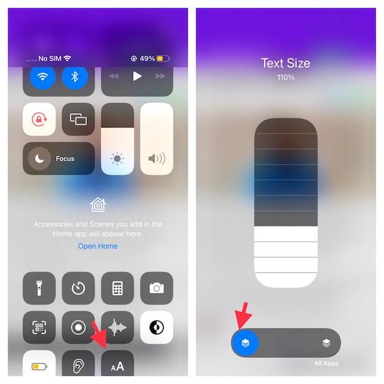 Slider to adjust per-app text size
