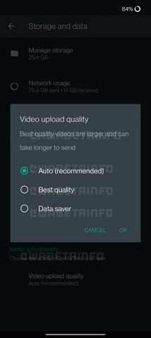 WhatsApp позволяет пользователям выбирать качество видео перед их отправкой