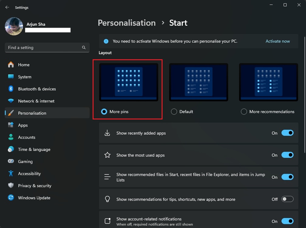 add more pins to the start menu on windows 11