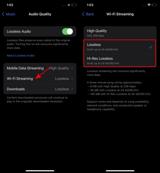 apple music lossless audio settings 3