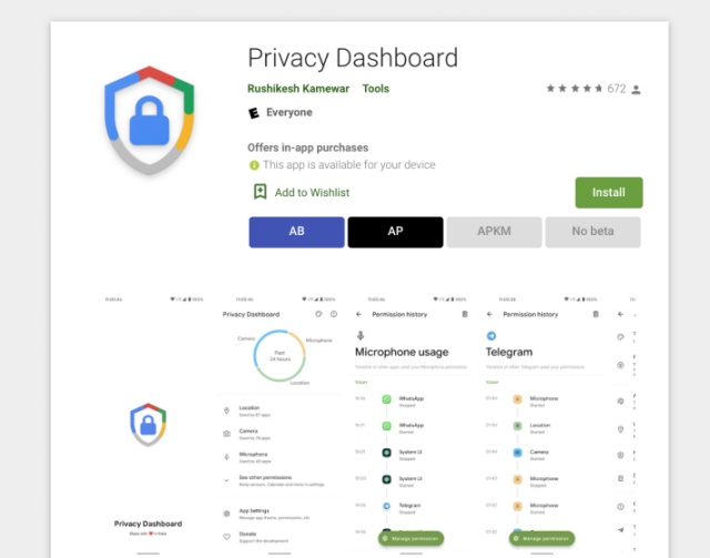 get privacy dashboard on android phone