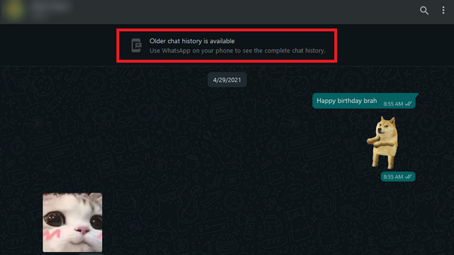 older chat history is available