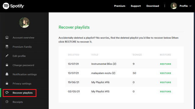 Playlists wiederherstellen Spotify