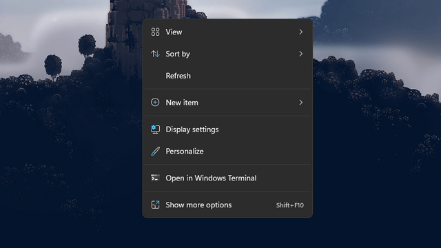 refresh option in primary right click menu windows 11