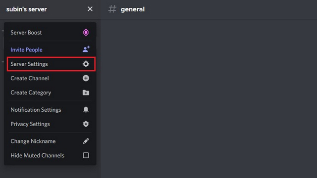 server settings discord