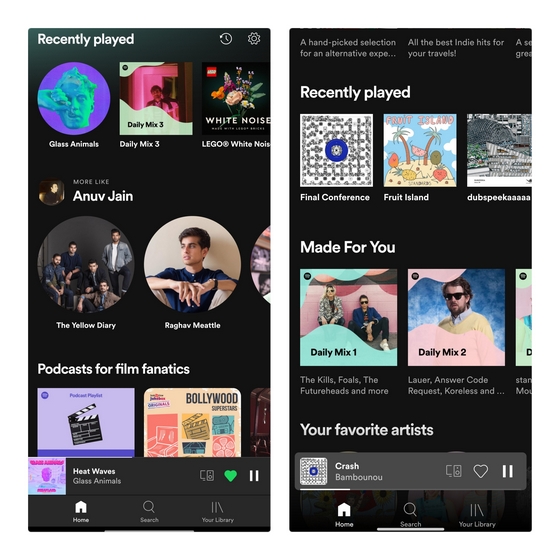 spotify current ui vs new ui