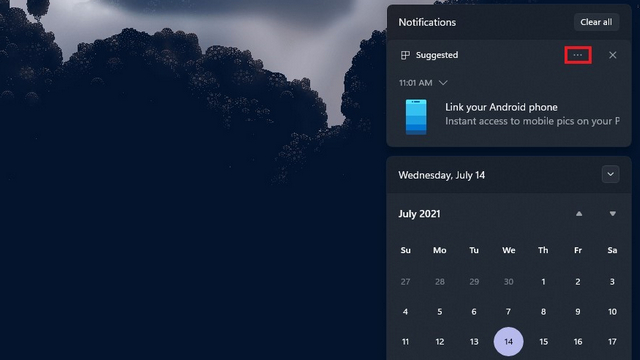 suggested notifications notification center
