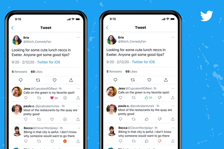 Twitter testet Upvote- und Downvote-Buttons für Tweets
