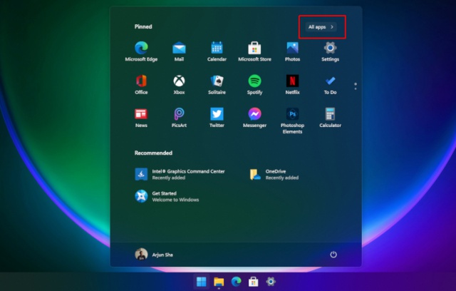 windows 11 start menu - all apps