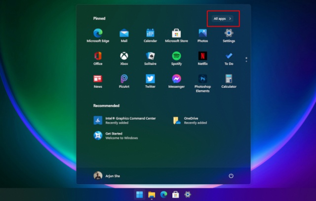 Menu Démarrer De Windows 11 - Toutes Les Applications