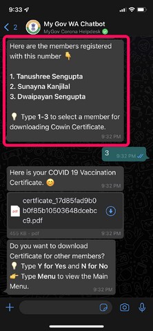  Download Vaccination Certificate via WhatsApp
