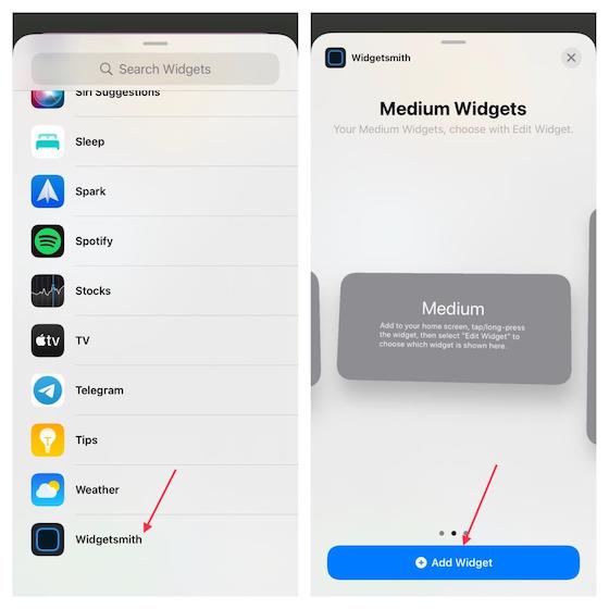 Add widgetsmith widget to iPhone home screen