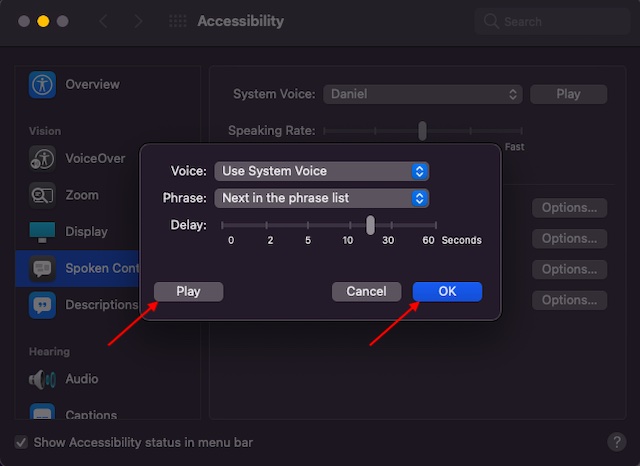 Adjust speak annoucements feature on Mac - How to Enable Announce Alerts on Mac