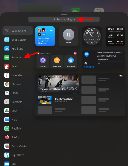 how to add apple pencil widget to ipad