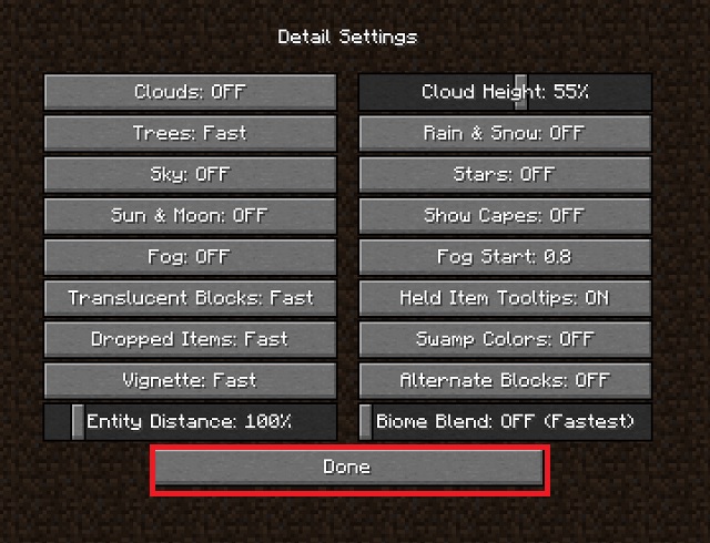  Best Minecraft Detail settings for FPS