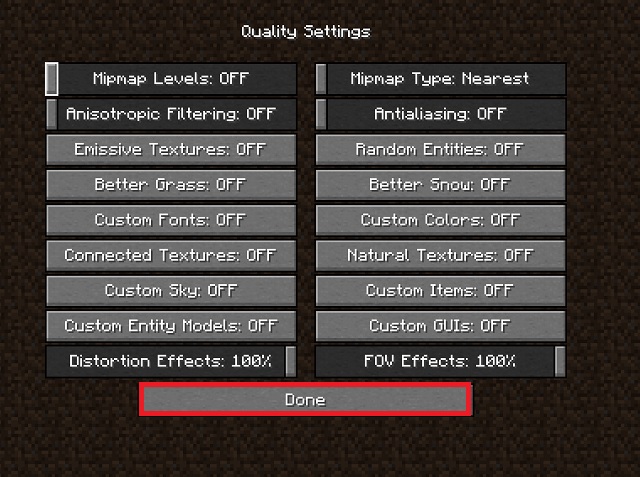 Best Minecraft Quality settings for FPS