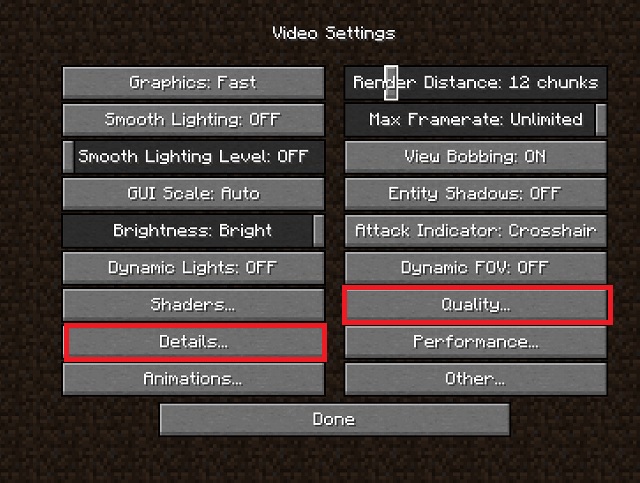 Best Minecraft Video settings for FPS