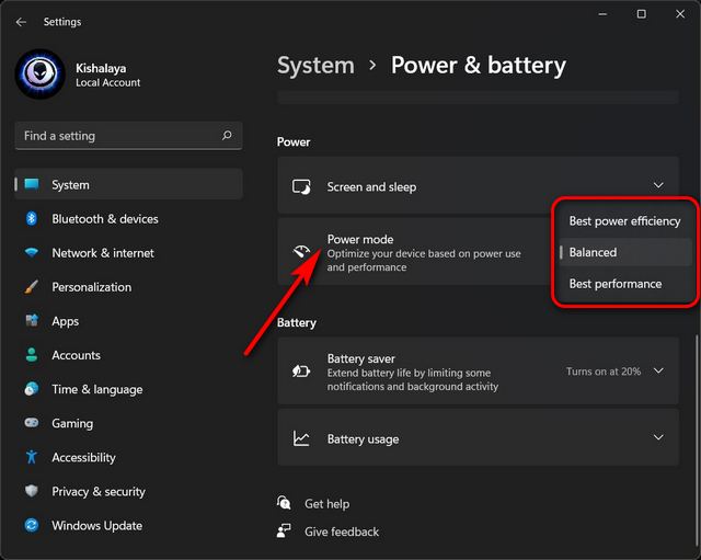 How To Change Power Mode Settings In Windows 11 2021 beebom