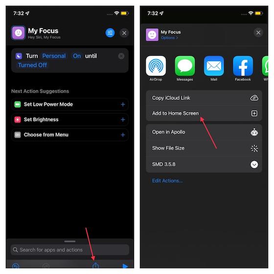 Choose Add to Home Screen in Share Sheet