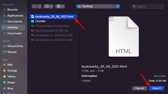 save bookmark HTML file
