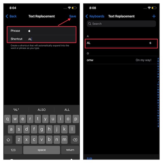 Create a custom text replacement shortcut on iPhone and iPad