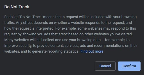 Do not track chrome privacy