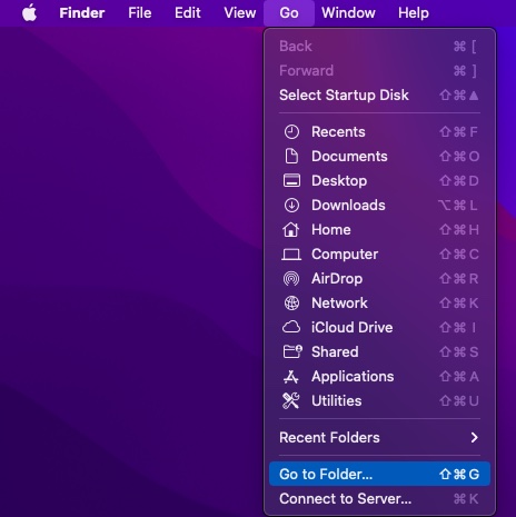 Go to Folder in macOS Finder