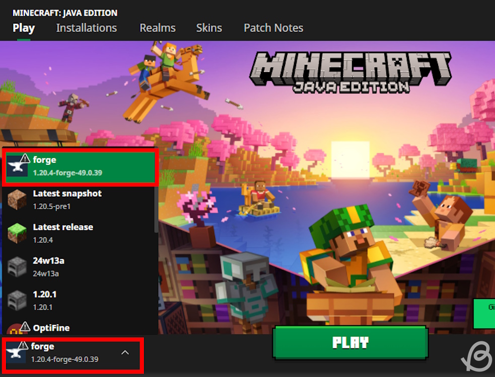 Select Forge in the Minecraft launcher to play with mods