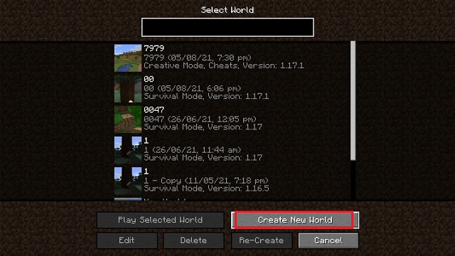 Minecraft worlds list