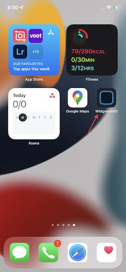 Widgetsmith app on iPhone