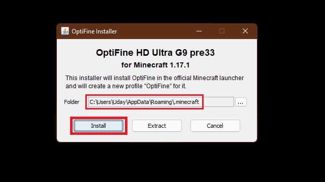 مُثبِّت OptiFIne