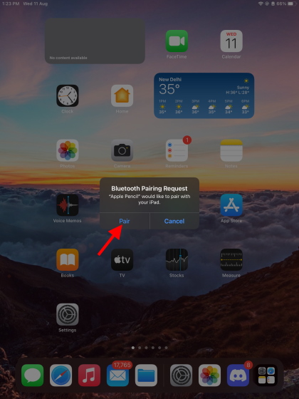 syncing apple pencil to ipad