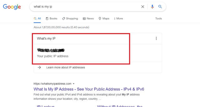 Google 上的公共 IP 地址