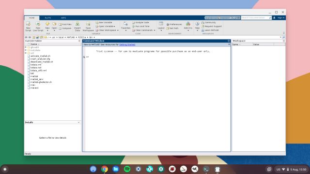 Matlab работает на Linux в Chromebook