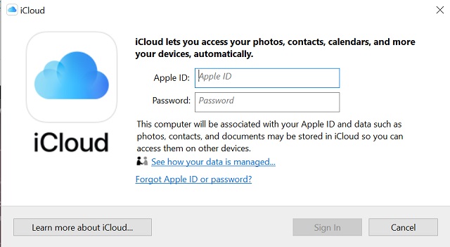 Apple ID-Registrierung in der iCloud-App