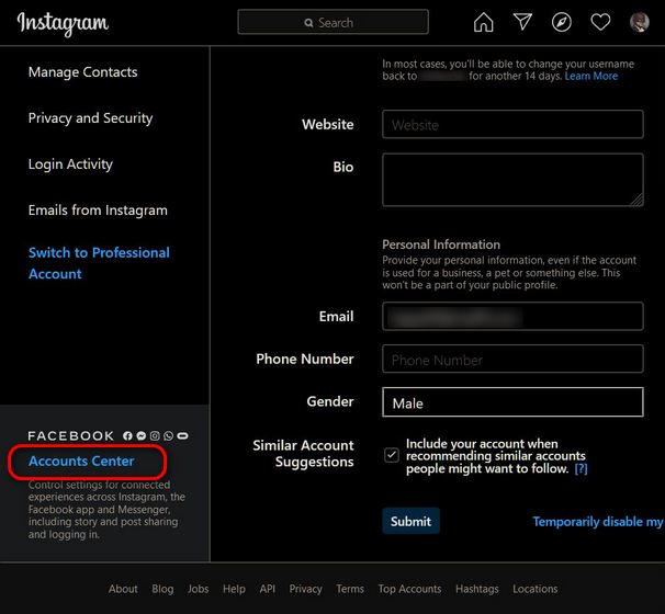 Unlink Facebook And Instagram Using Instagram Website Body 2