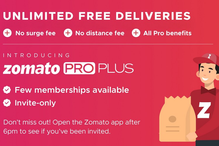 Zomato Introduces New Invite-Only “Pro Plus” Plan Including Unlimited Free Deliveries