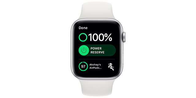 AirPods battery status on Apple Watch