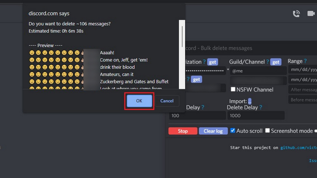 How to delete chat in discord