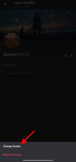 discord profile change avatar button