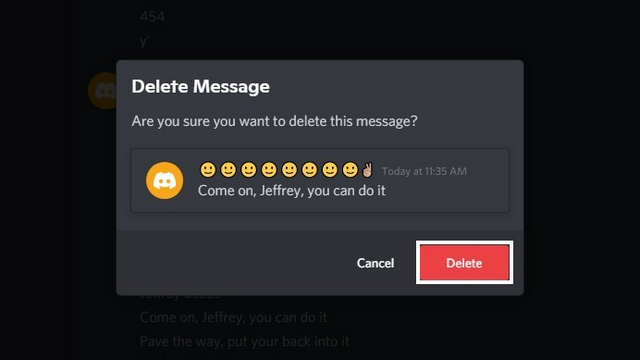 confirm Delete Discord messages