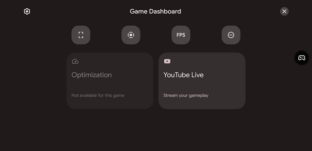 default game dashboard
