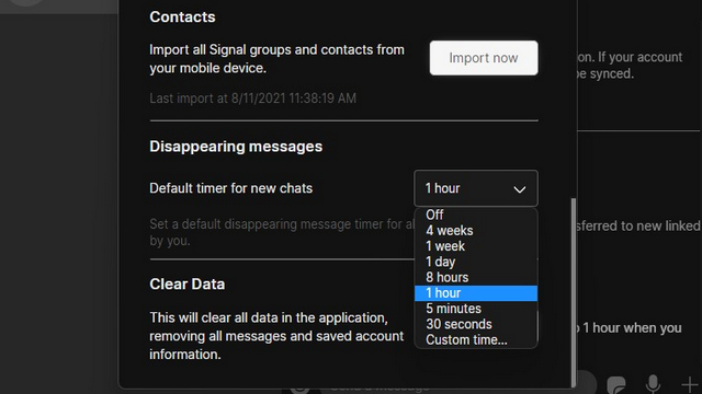 disappearing messages signal