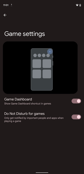 game dashboard page
