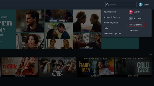 manage profiles prime video