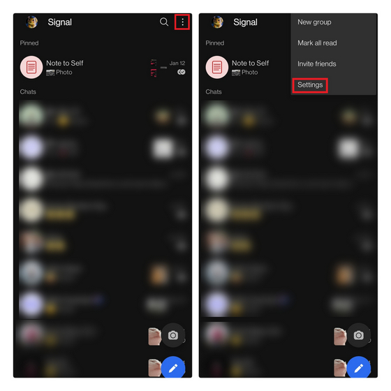 signal settings page