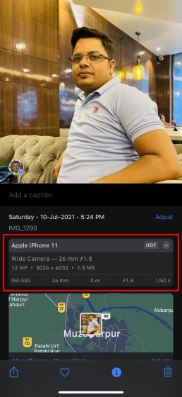 view metadata images - iphone and ipad