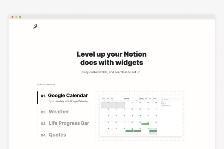 Виджеты для notion