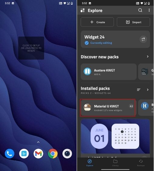 Choosing an Android 12 widget with KWGT